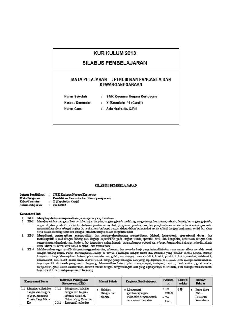 Silabus Pembelajaran | PDF | Sains & Matematika