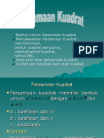 Persamaan Kuadrat dan Penyelesaiannya