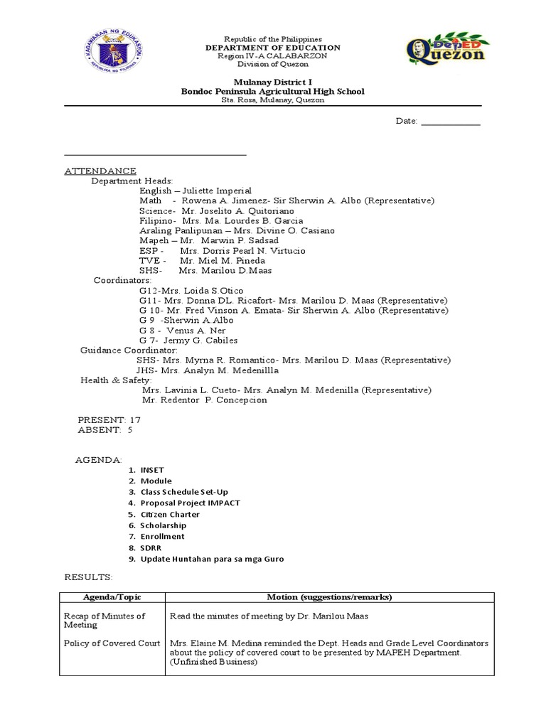 Minutes of Meeting Template | PDF