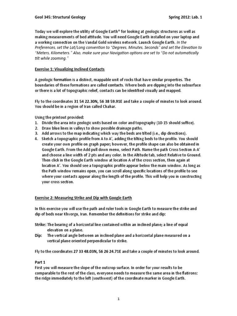 Dip Strike Pdf Earth Sciences Geometry