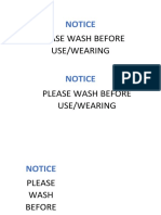 NOTICE Wash Before Use