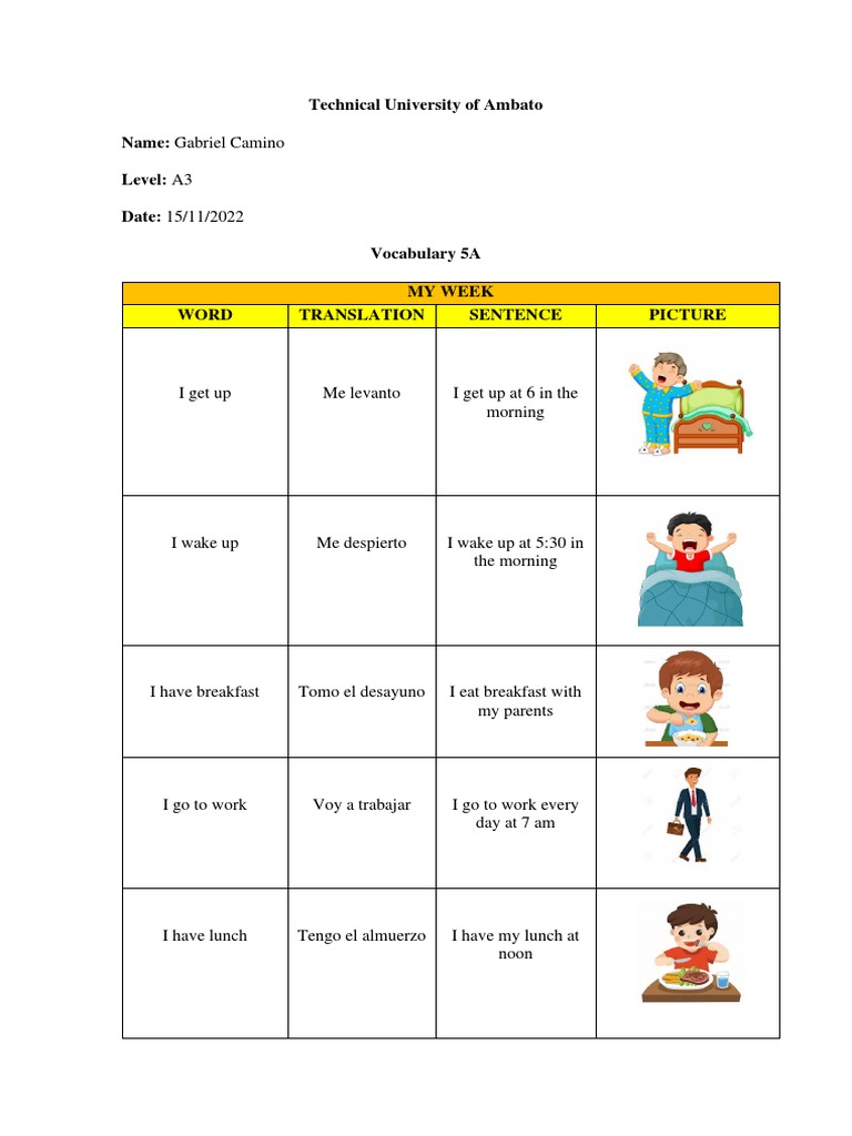 Daily Routine Vocabulary in English | PDF