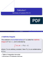 Calculus I - Summary of Lecture #13+14