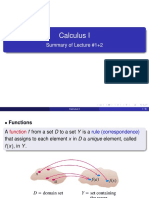 Calculus I - Summary of Lecture #1+2