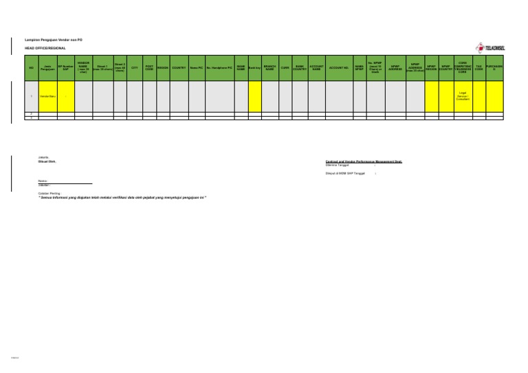 Lampiran Form Vendor Non PO | PDF