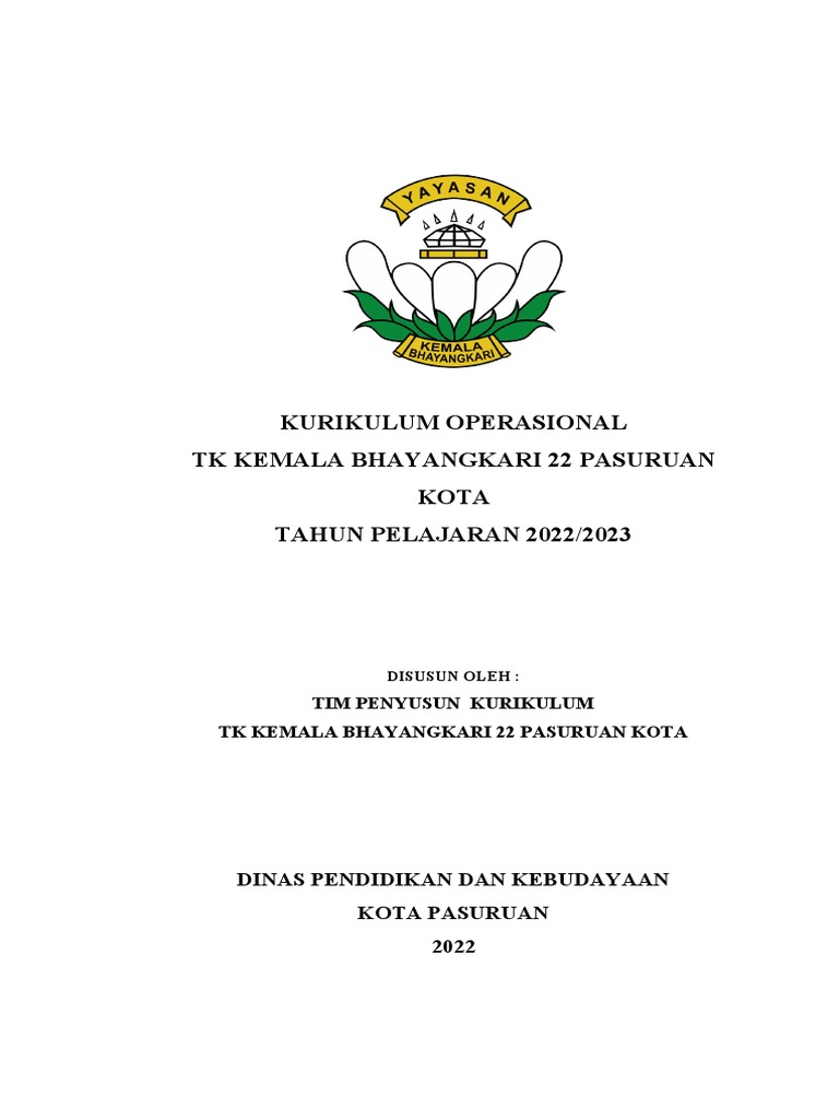 Kurikulum TK Kemala Bhayangkari 2022/2023 | PDF