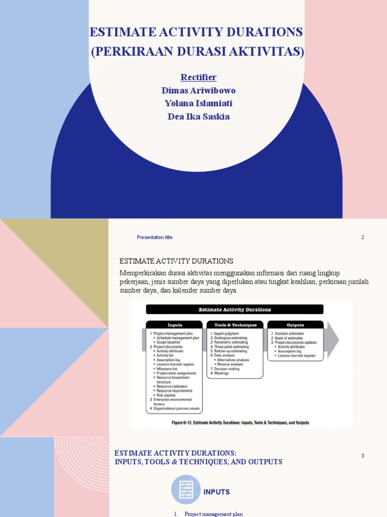 Estimate Activity Durations PDF