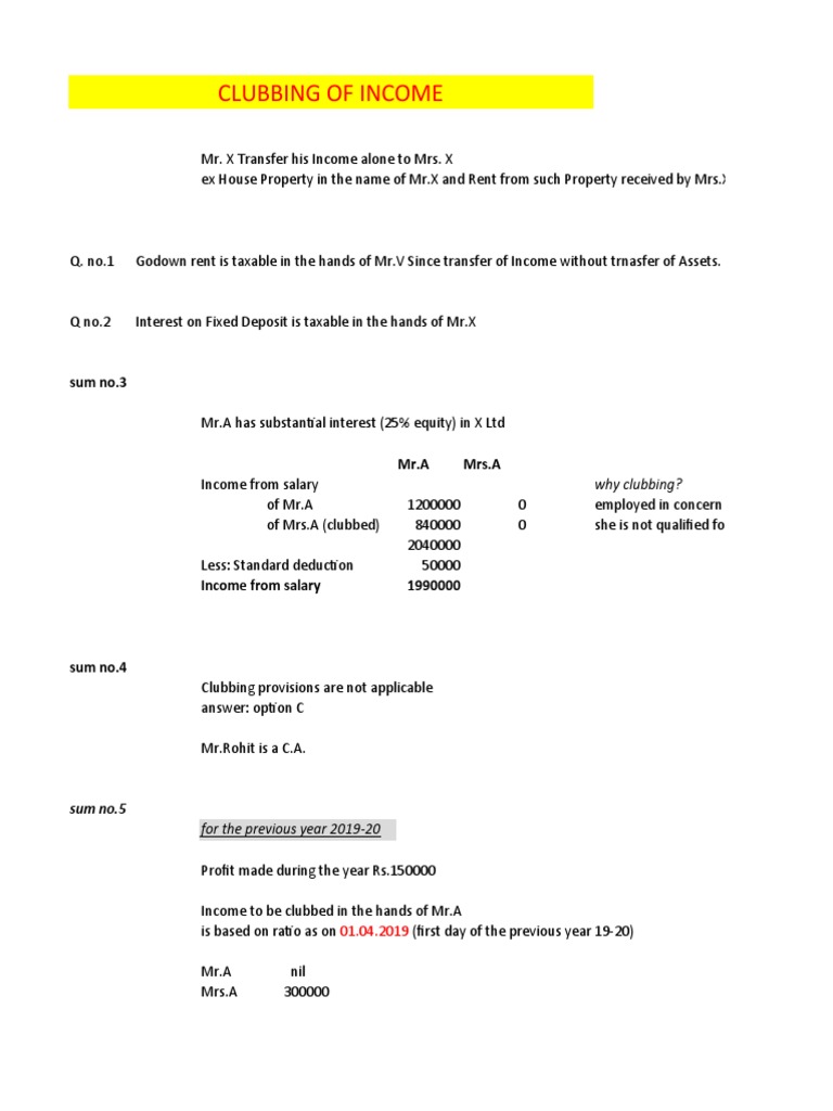 Income Clubbing Tax Provisions Explained | PDF | Income | Public Finance