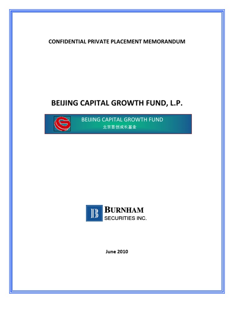 Beijing Capital Growth Fund - PPM | PDF | Securities (Finance) | Private  Equity