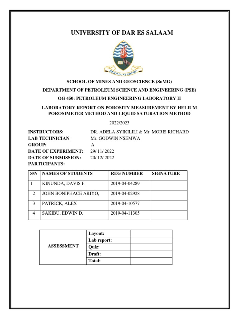 Group A Porosity Measurements Pdf Porosity Petroleum Reservoir