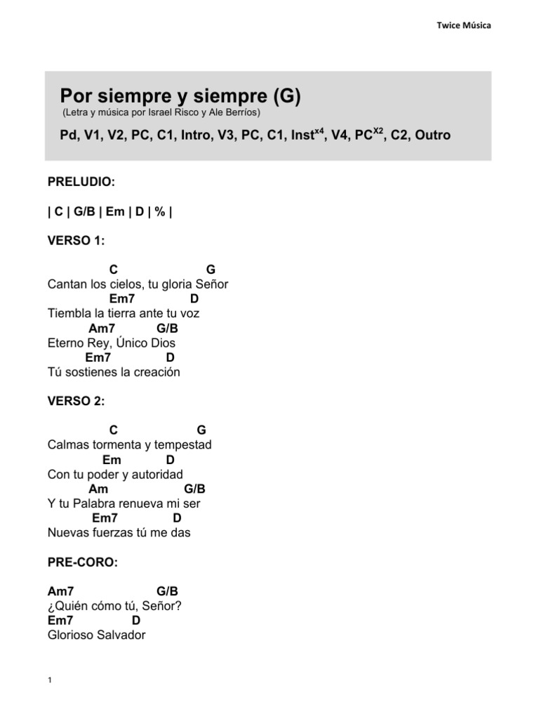 Por Siempre Y Siempre Acordes PDF