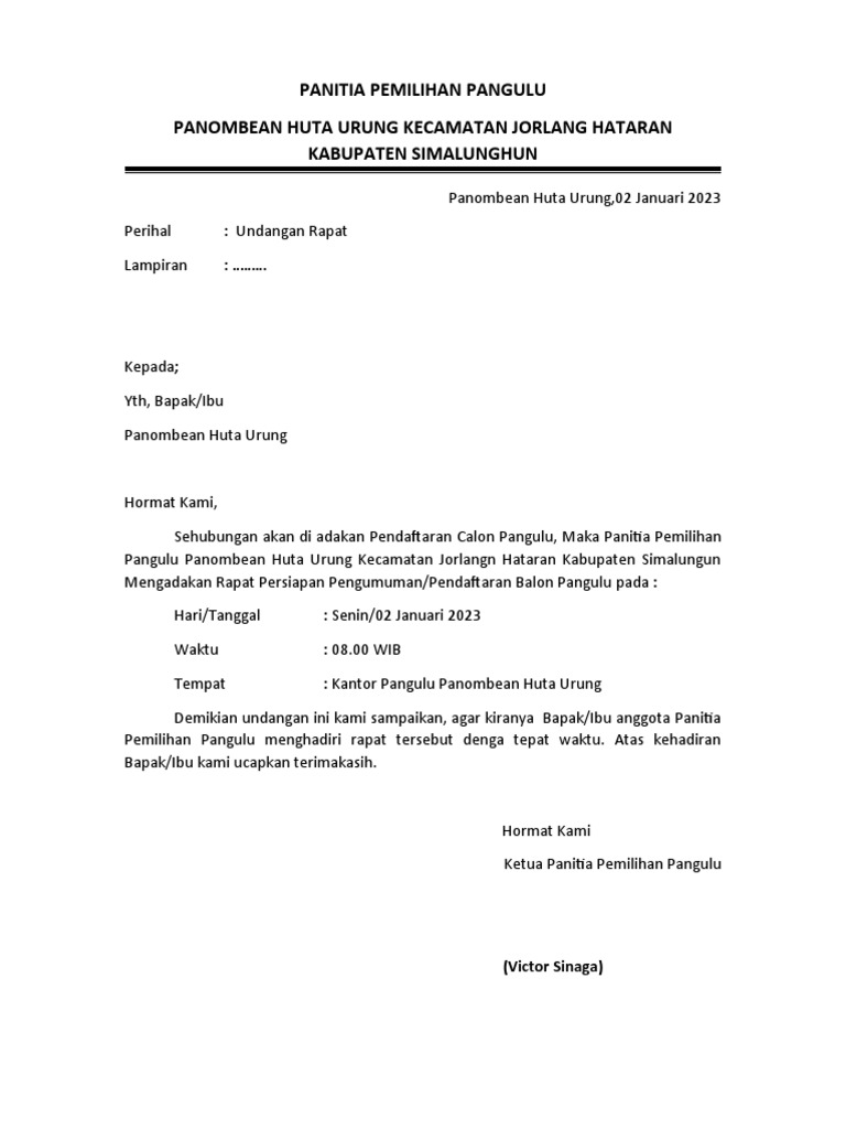 Surat Undangan Rapat | PDF