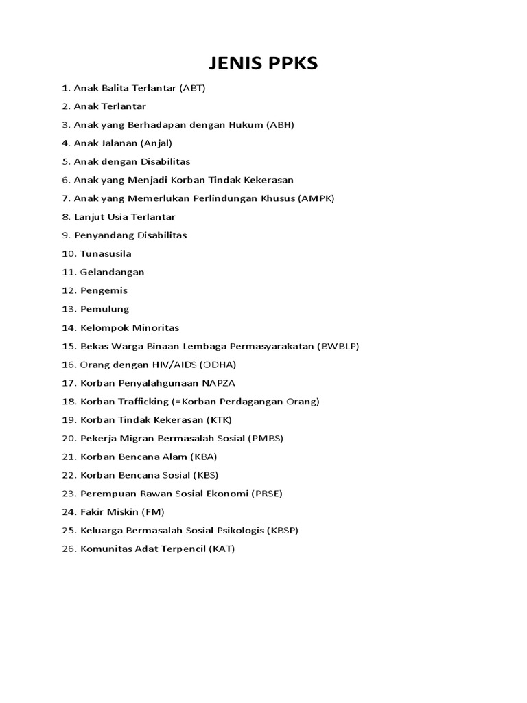 26 Jenis PPKS dan Kategorinya | PDF