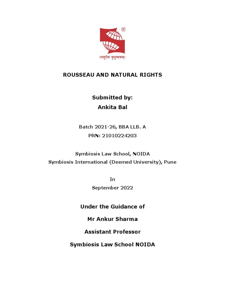 Rousseau and Natural Rights PDF Jean Jacques Rousseau Social Contract