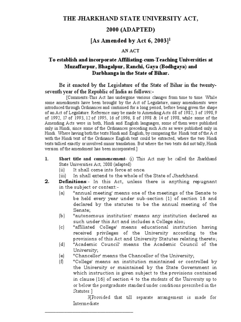 jharkhand-state-university-act-2000-its-amendments-pdf-university