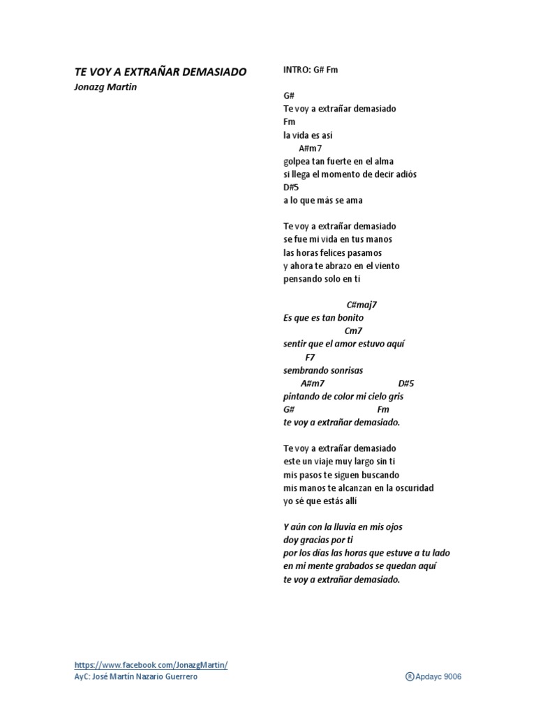 Te Voy A Extrañar Demasiado | PDF