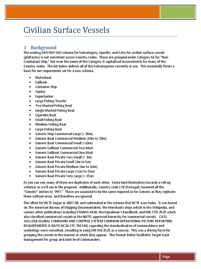 Civilian Surface Vessel Classification Schema | PDF | Oil Tanker ...