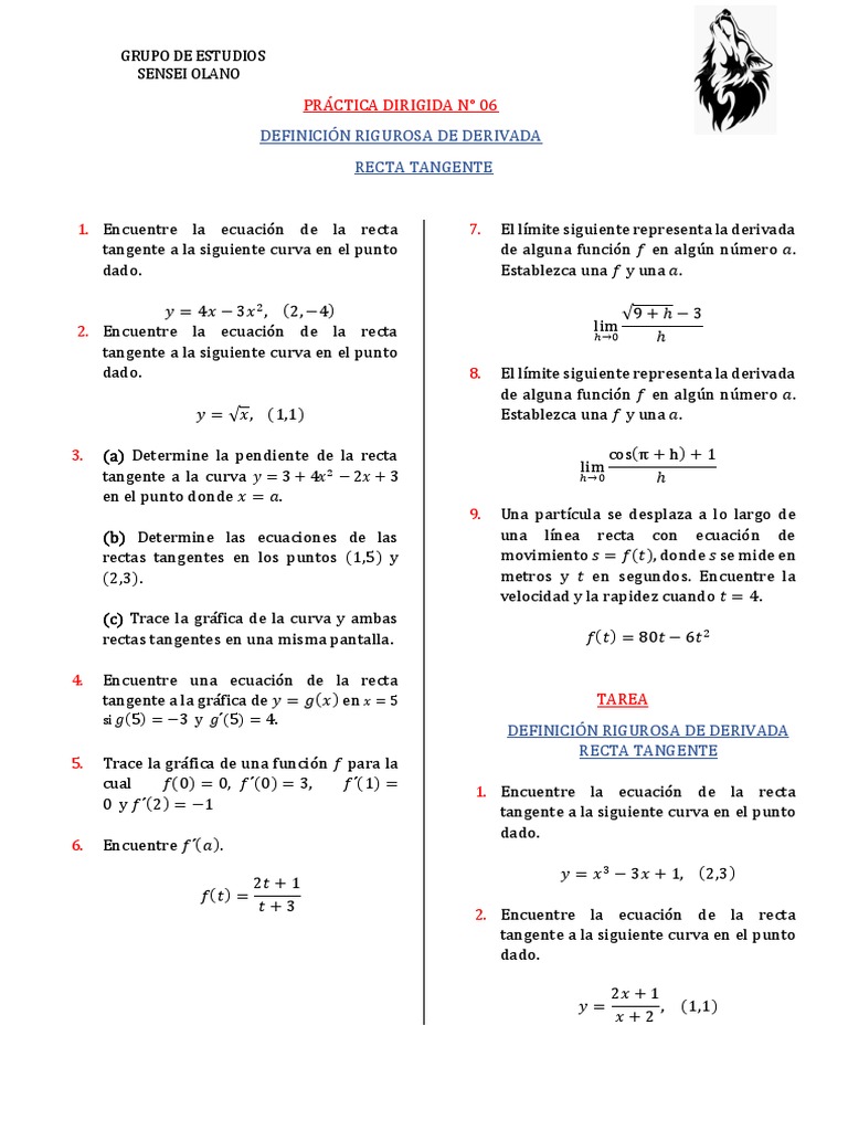Práctica de Derivadas y Tangentes | PDF | Tangente | Curva