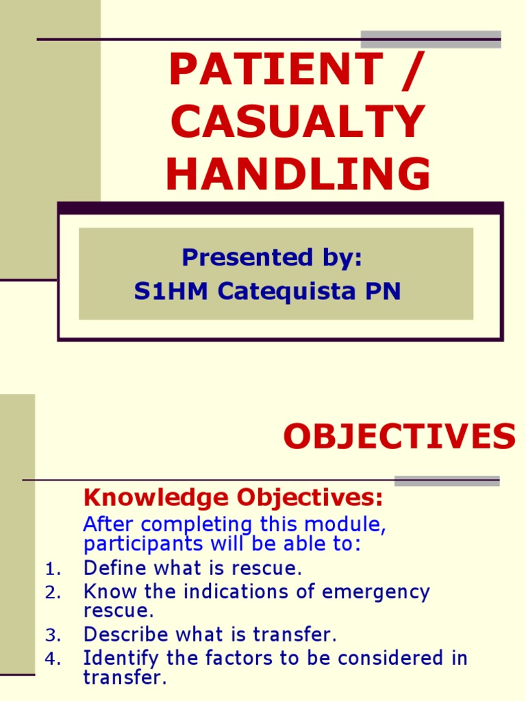 Patient Casualty Handling PDF First Aid Safety