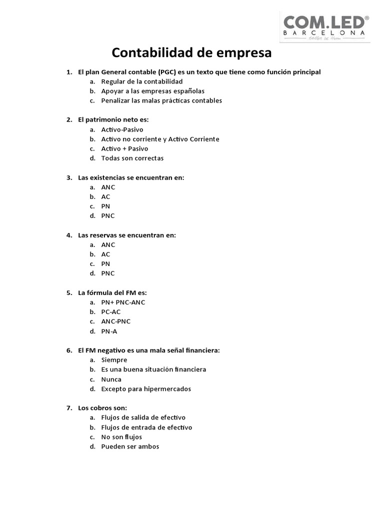 Test Contabilidad | PDF | Contabilidad | Estado financiero