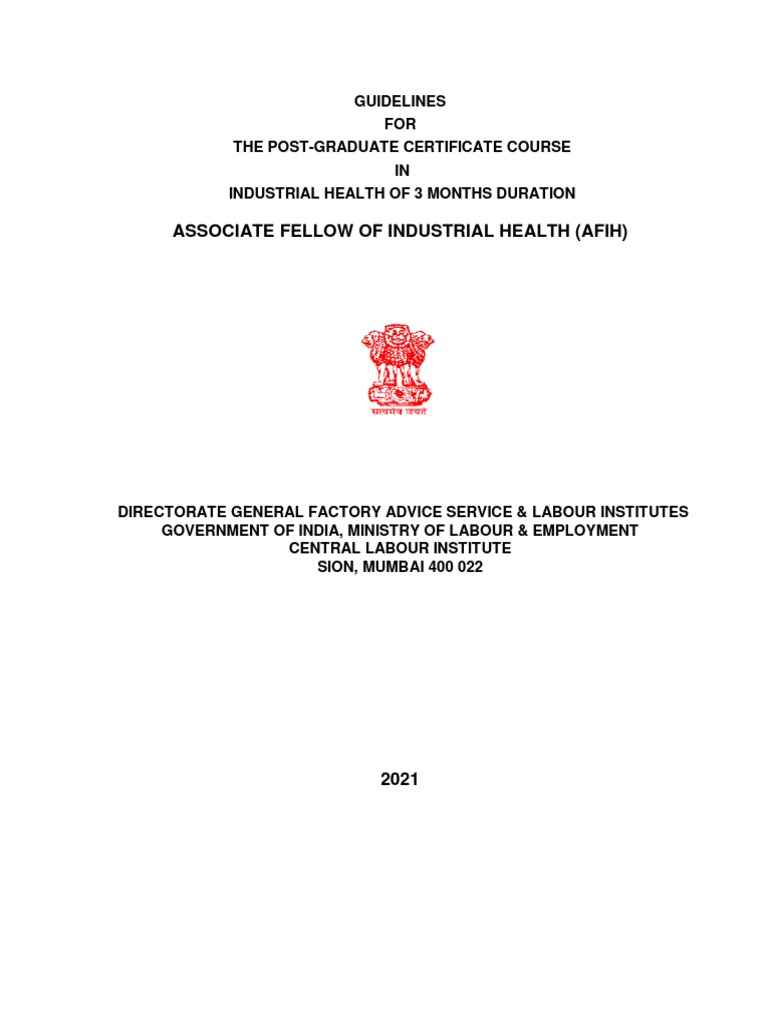 Afih Revised Guidelines 2021 PDF Occupational Safety And Health