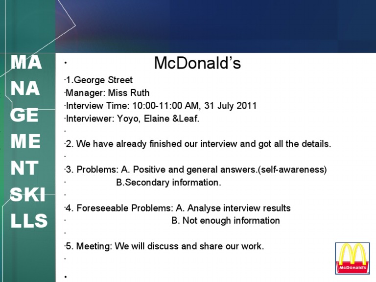 McDonald's Management Interview Insights | PDF