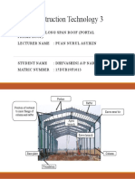 Long span roof portal frame construction