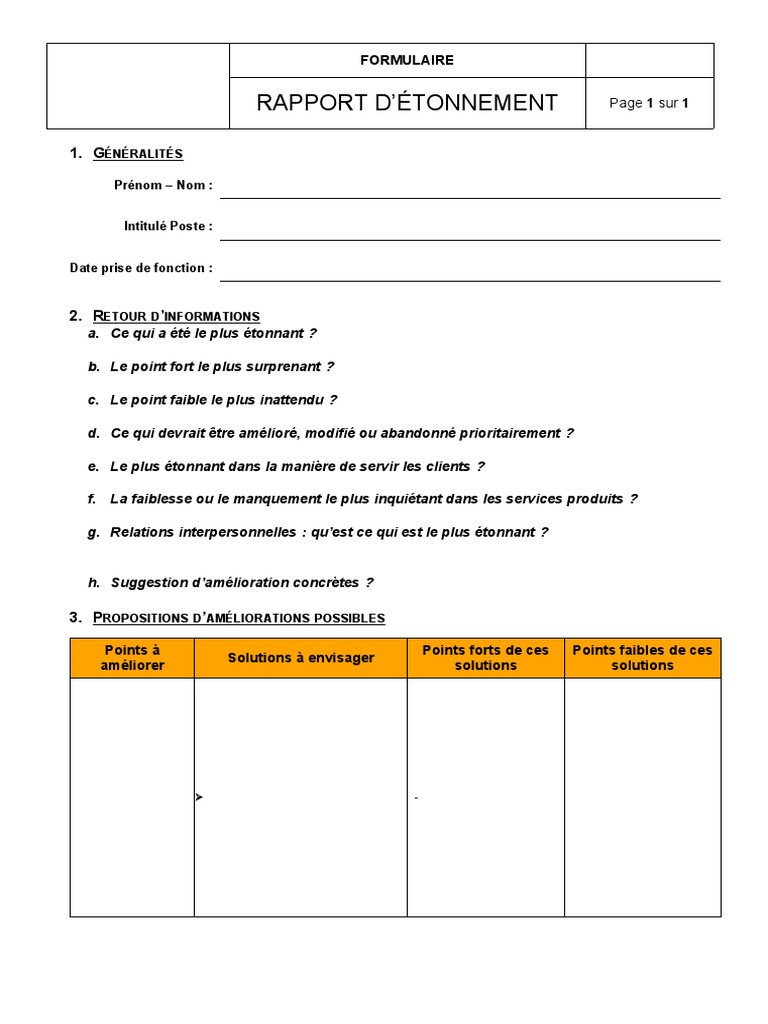 Modèle De Rapport D’Étonnement – UDXBK