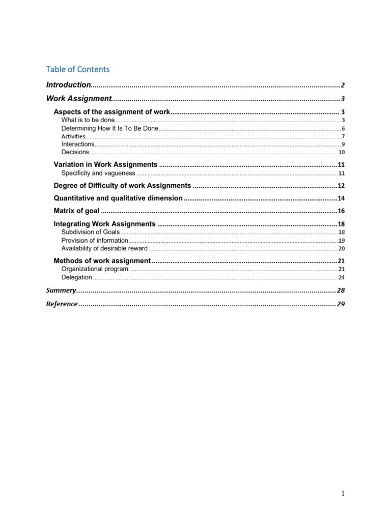 Work Assignment Final Print | PDF | Goal | Teachers