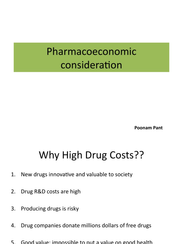 Pharmacoeconomic Consideration PDF Health Care Medicine