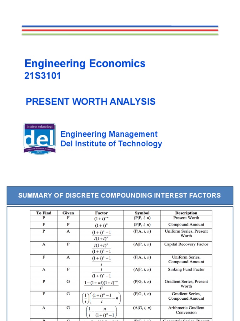 Present Worth Analysis in Engineering | PDF | Net Present Value | Economies