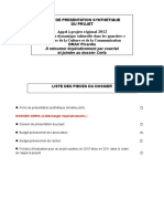 Fiche de Présentation Synthétique Du Projet 2012