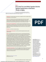 Association of Plasma Total Tau Level With Cognitive Decline and Risk of Mild Cognitive Impairment or Dementia in The Mayo Clinic Study On Aging