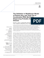 MOCA The Validation of Multifactor Model of Plasma Aβ 42 and Total-Tau in Combination With MoCA for Diagnosing Probable Alzheimer Disease