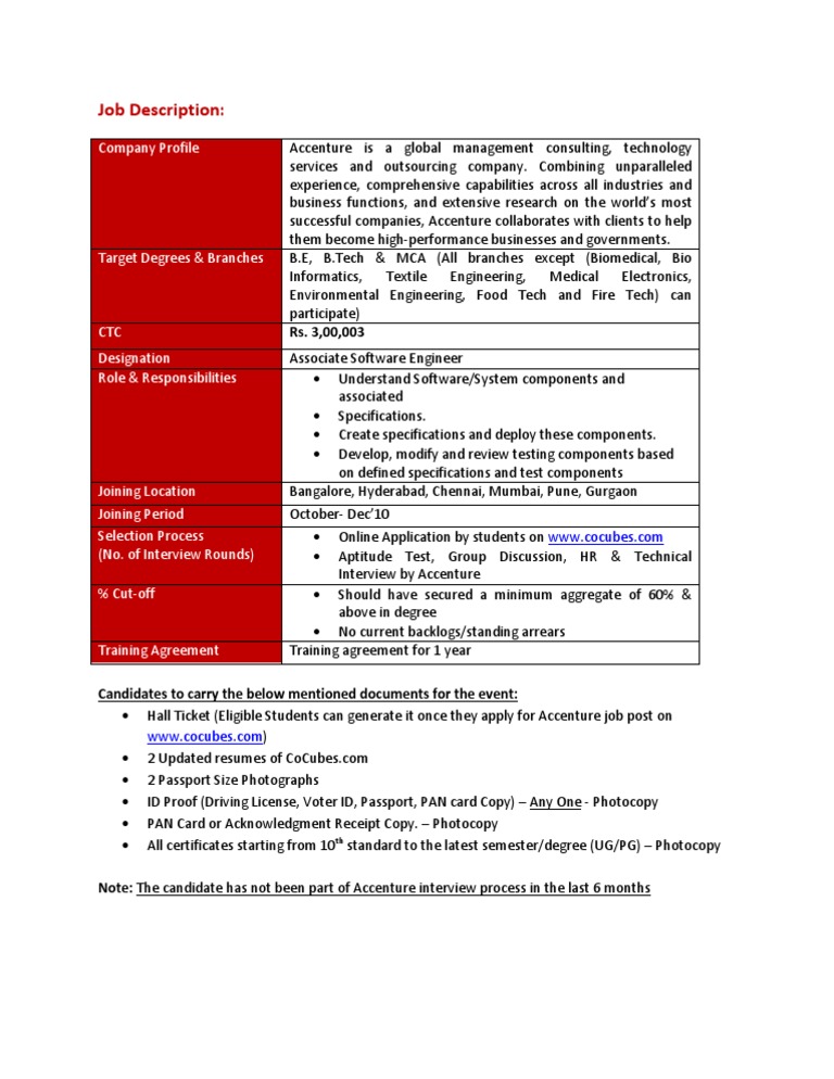 Job Description Accenture PDF