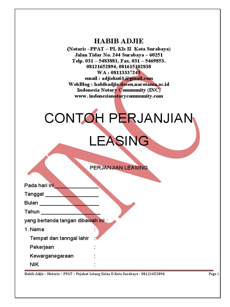 Contoh Surat Perjanjian Leasing Mobil | PDF