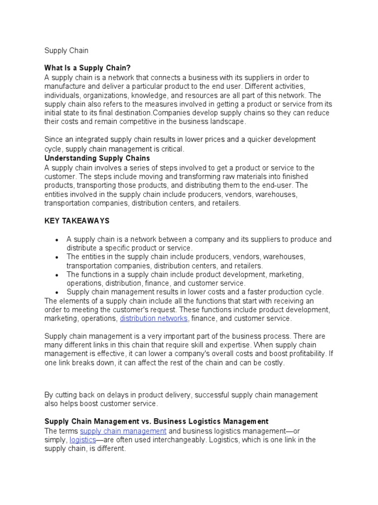 Understanding Supply Chain Management | PDF | Supply Chain | Supply ...