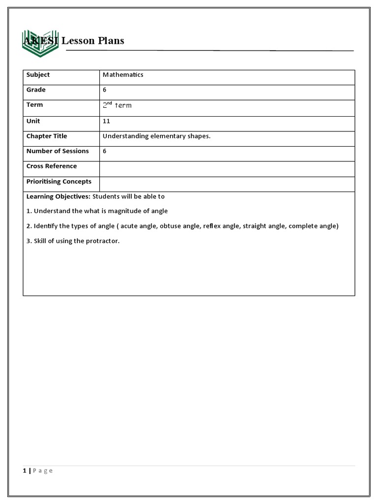 Angles Grade 6 | PDF | Angle | Teachers