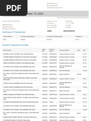 Bank of America Statement BankStatements.net