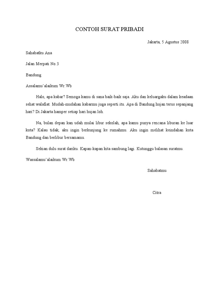 Contoh Surat Pribadi Tentang Liburan Singkat : Contoh Surat Pribadi Untuk Sahabat Page 1 Line 17qq Com / Contoh surat pribadi yang berisi permohonan maaf.