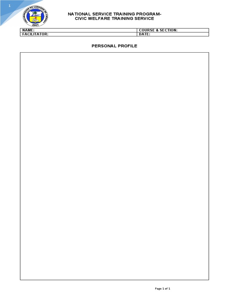 Personal Profile (Template) PDF