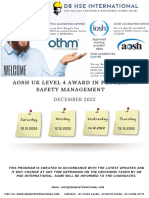 AOSH UK Level 4 Award in Process Safety Management December 2022 Schedule