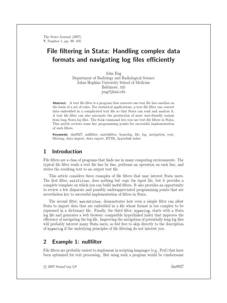 File filtering in stata handling complex data formats and navigating