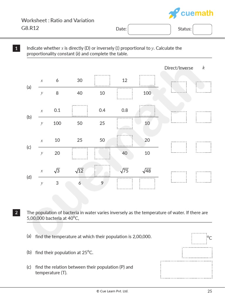 8th Grade Math Worksheet Ratio and Proportion | PDF | Speed | Physical ...
