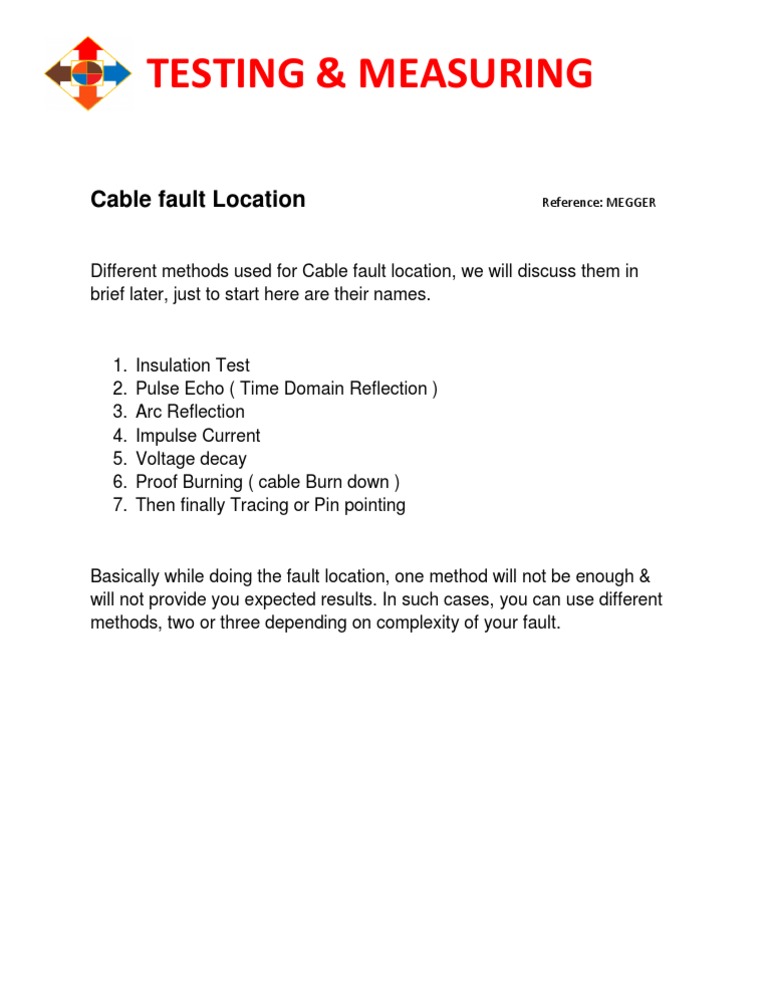 Cable Fault Location Methods Overview | PDF