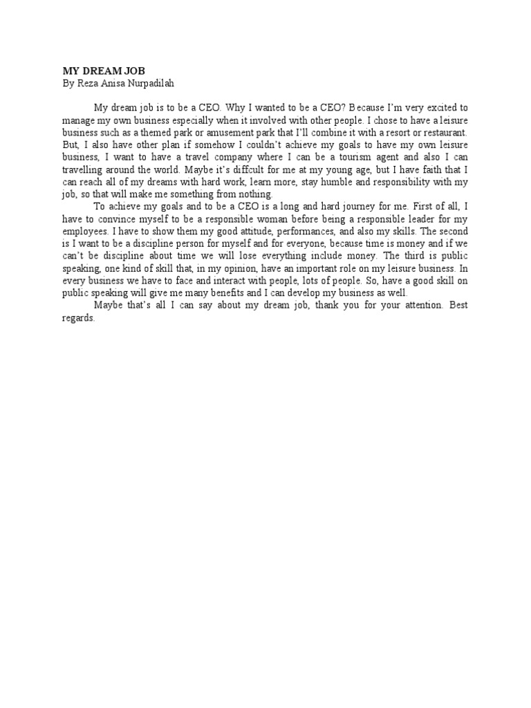 My Dream Job: Aspiring CEO Goals | PDF | Career & Growth | Business