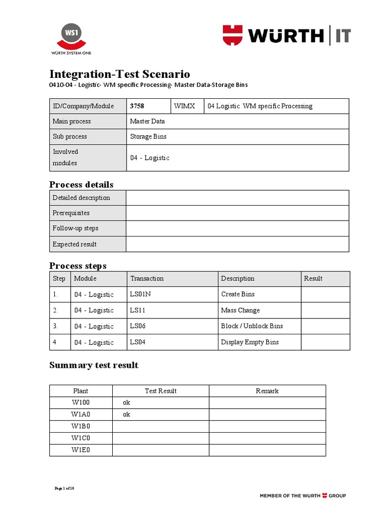 Master Data Storage Bins Integration Test | PDF | Screenshot | Computer ...