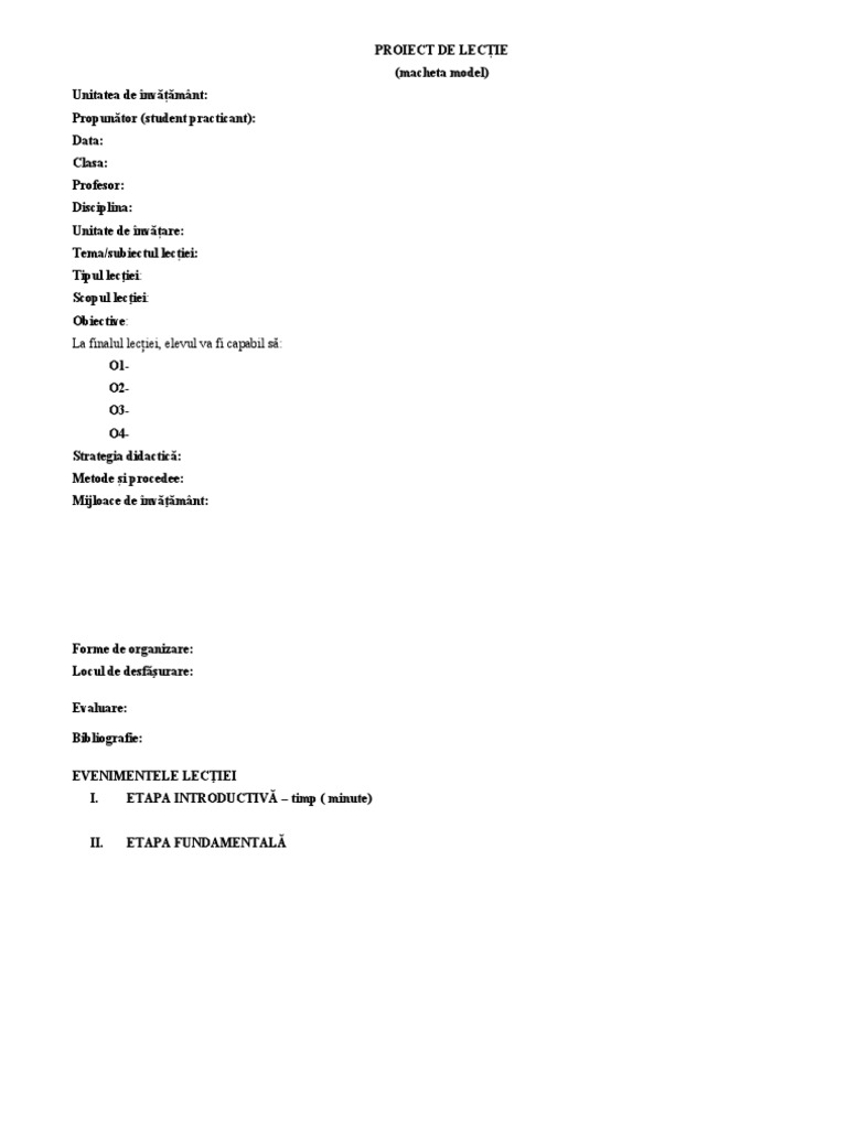 Macheta - Model Plan de Lectie | PDF