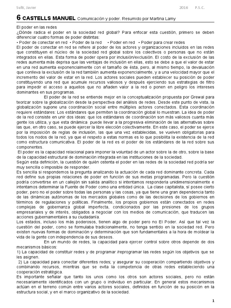 Castells Comunicación Y Poder Pdf Las Emociones Toma De Decisiones