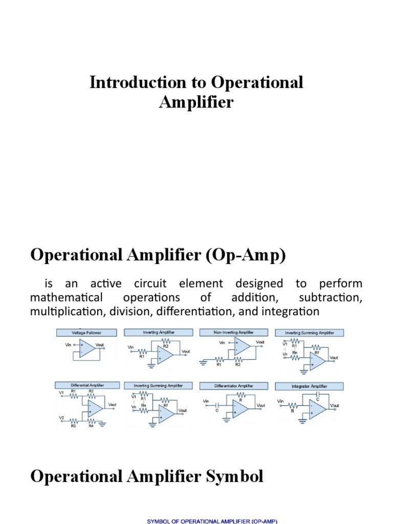 Introduction To Operational Amplifier Circuit Diagram